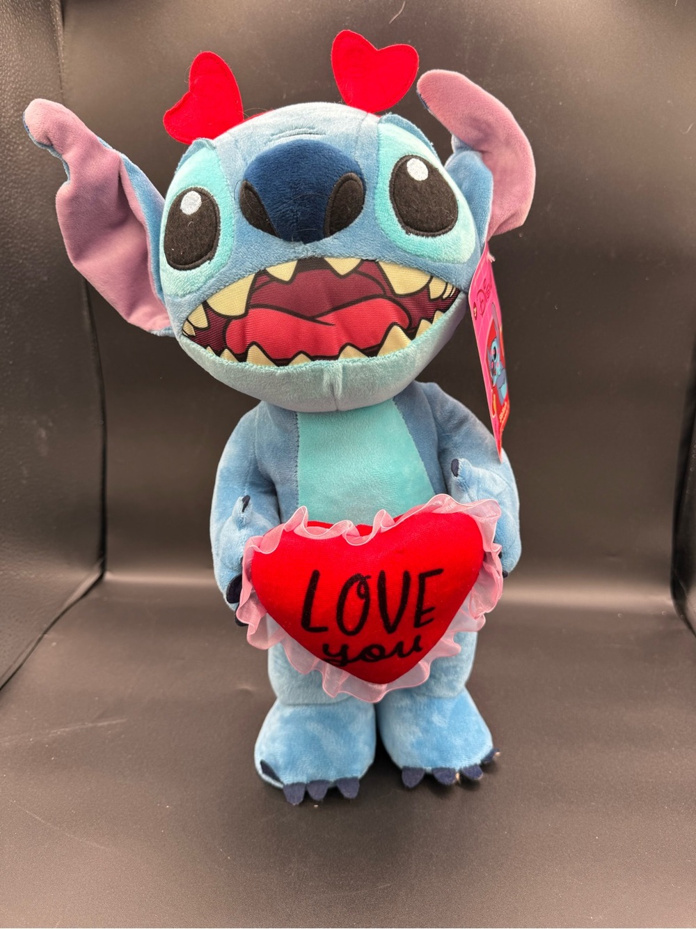 Disney Blue Stitch Valentine Plush with Red Heart Accents